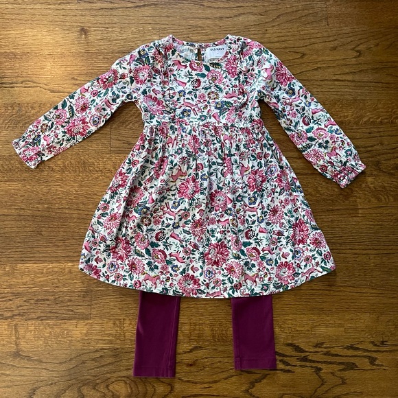 Old Navy Long Sleeve Ruffle Woodland Print Dress with Legging, Size 4T - Picture 9 of 11
